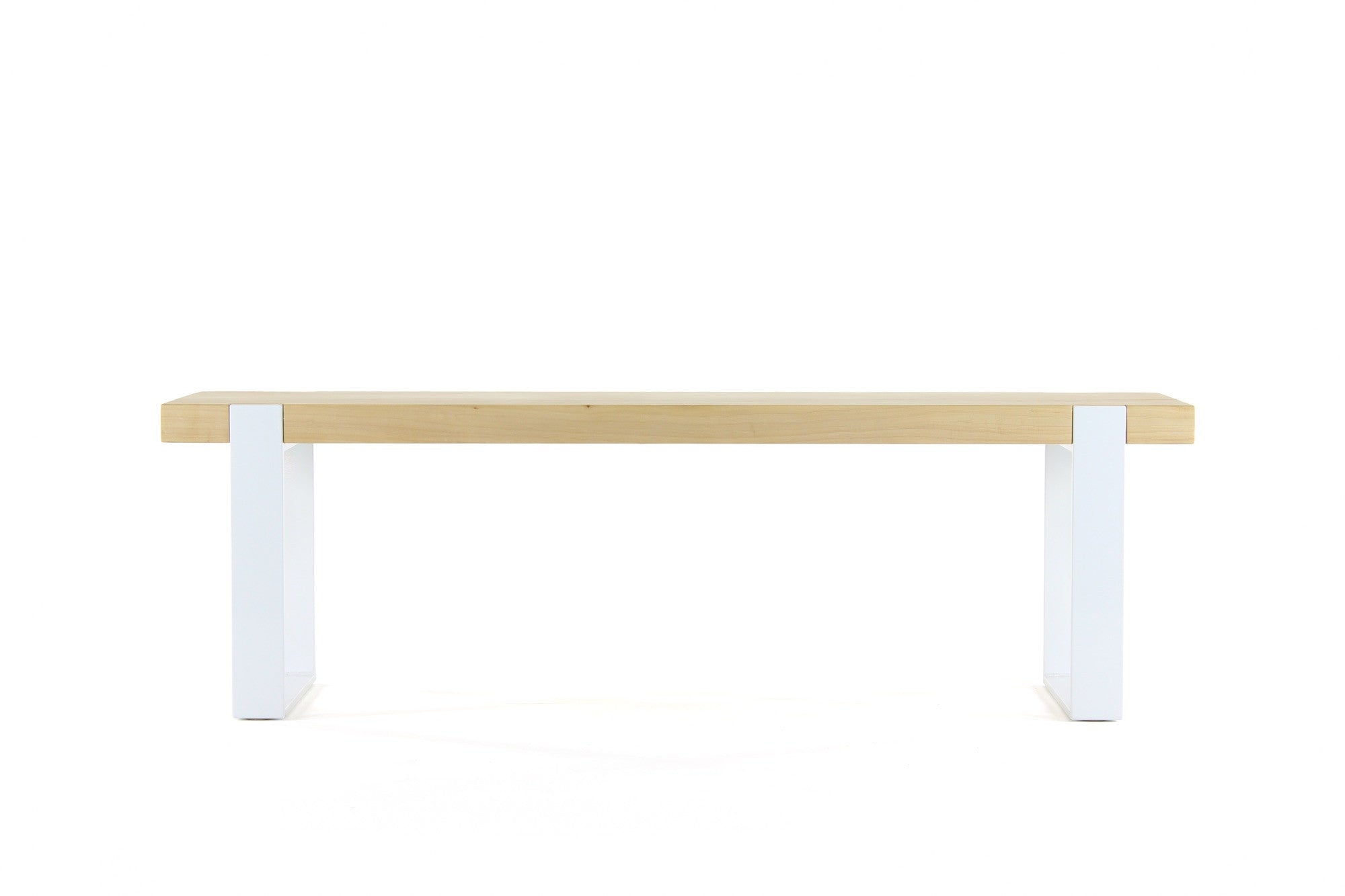 original bench | natural maple wood finish with gloss white steel