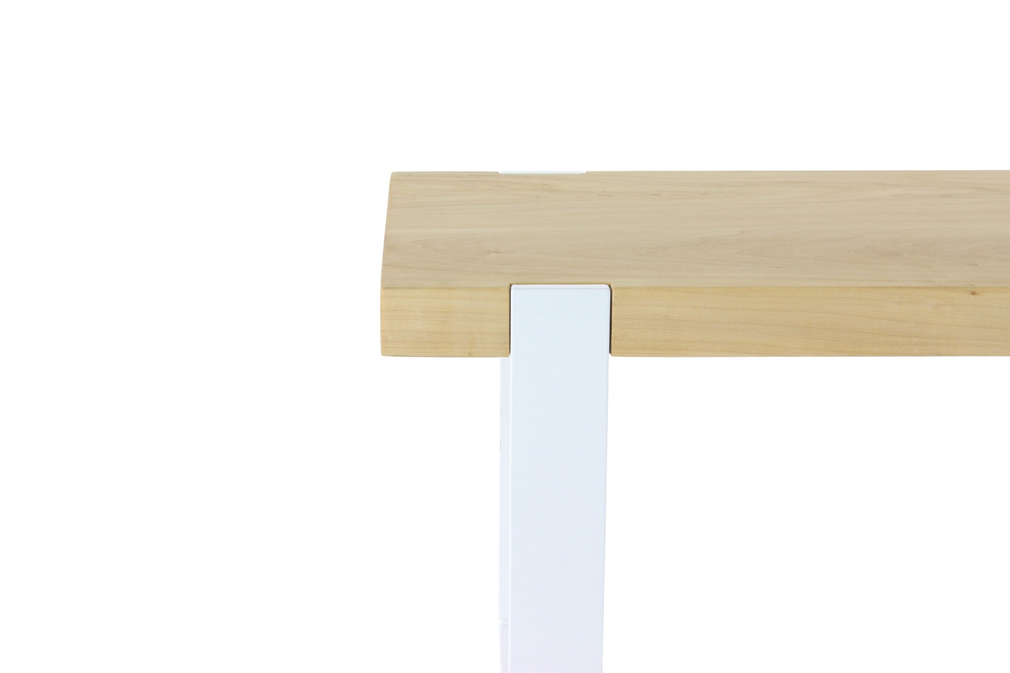 original bench | natural maple wood finish with gloss white steel