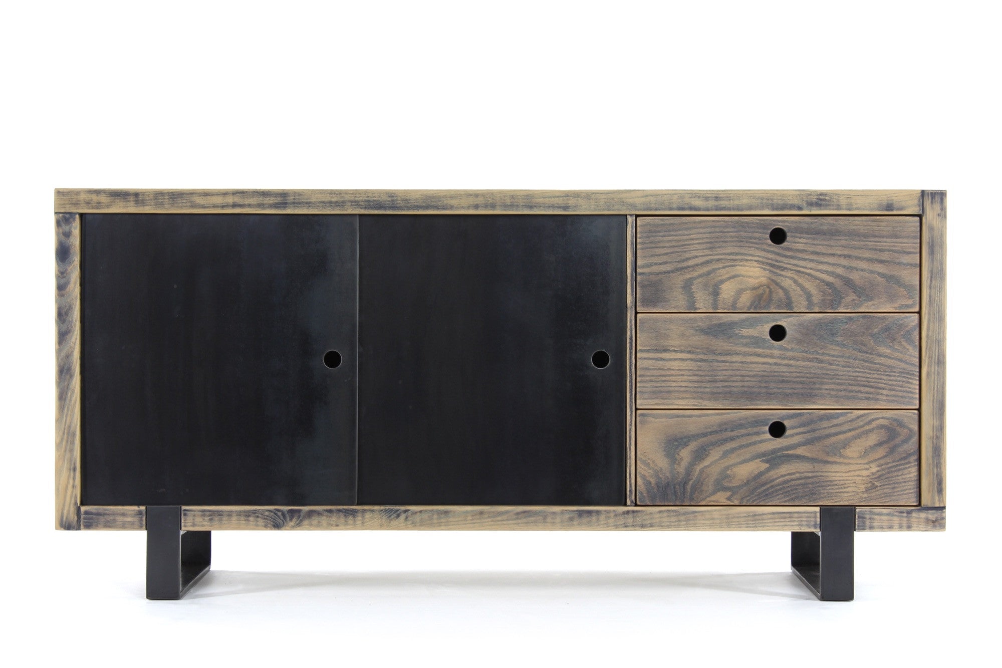 the cupboard | aged wood finish with waxed steel