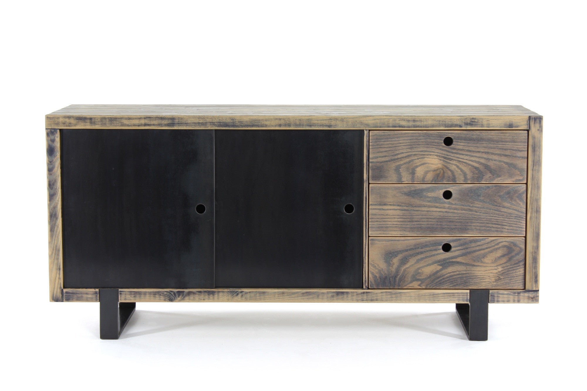 the cupboard | aged wood finish with waxed steel