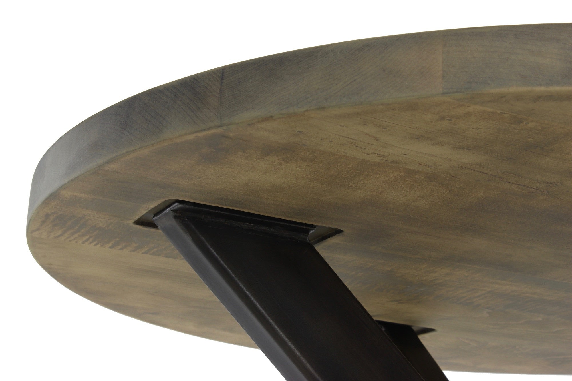 jak dining table | worn maple wood finish with waxed steel