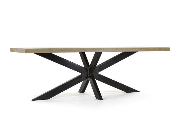 6' long jak dining table | cerused ash wood finish with waxed steel