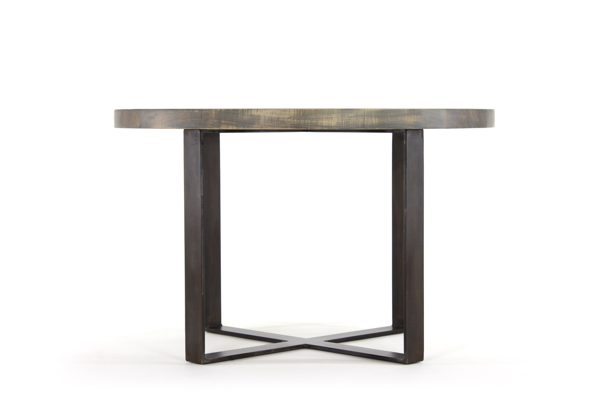 the molly dining table | worn maple wood finish with waxed steel