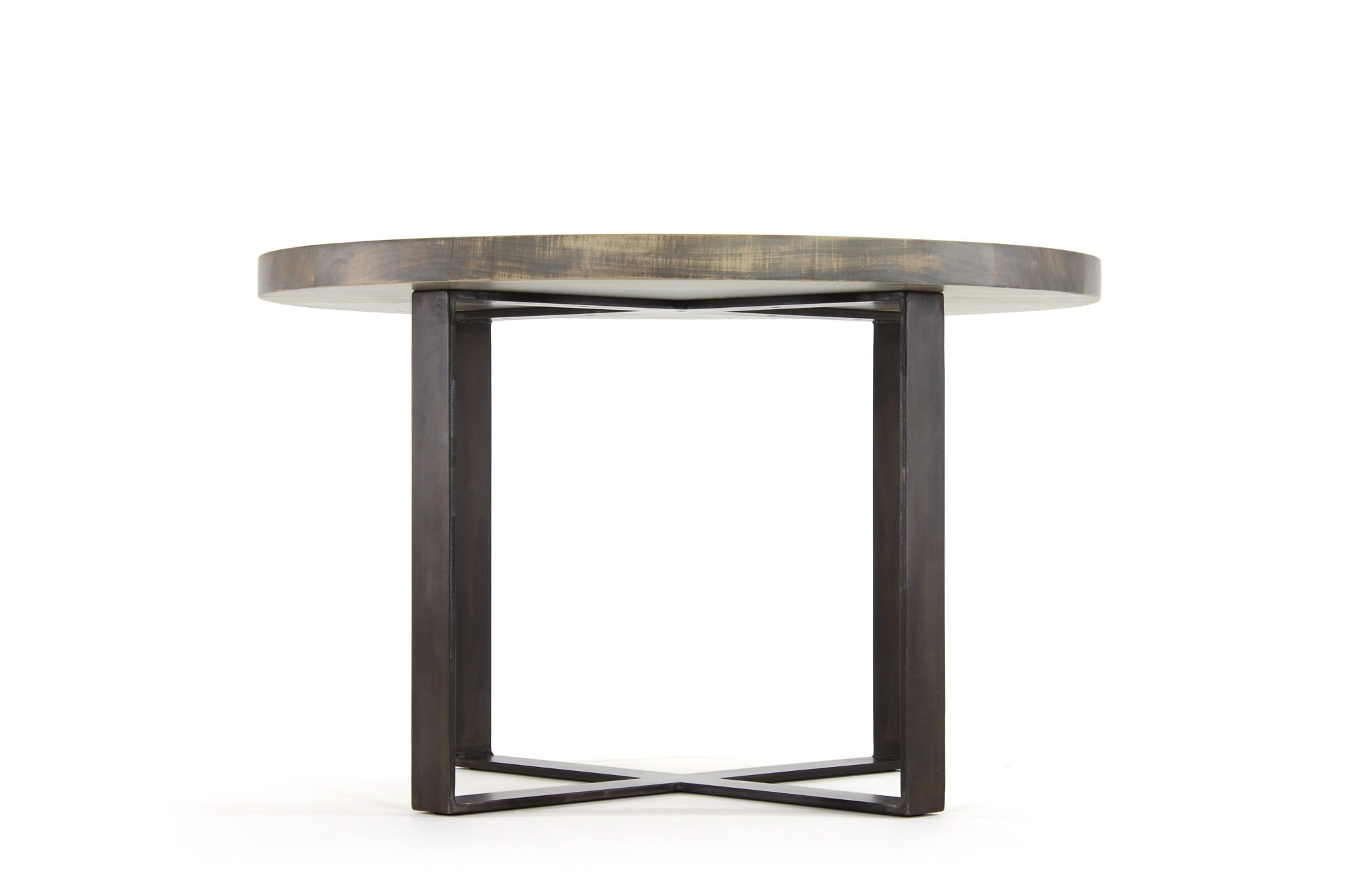 the molly dining table | worn maple wood finish with waxed steel