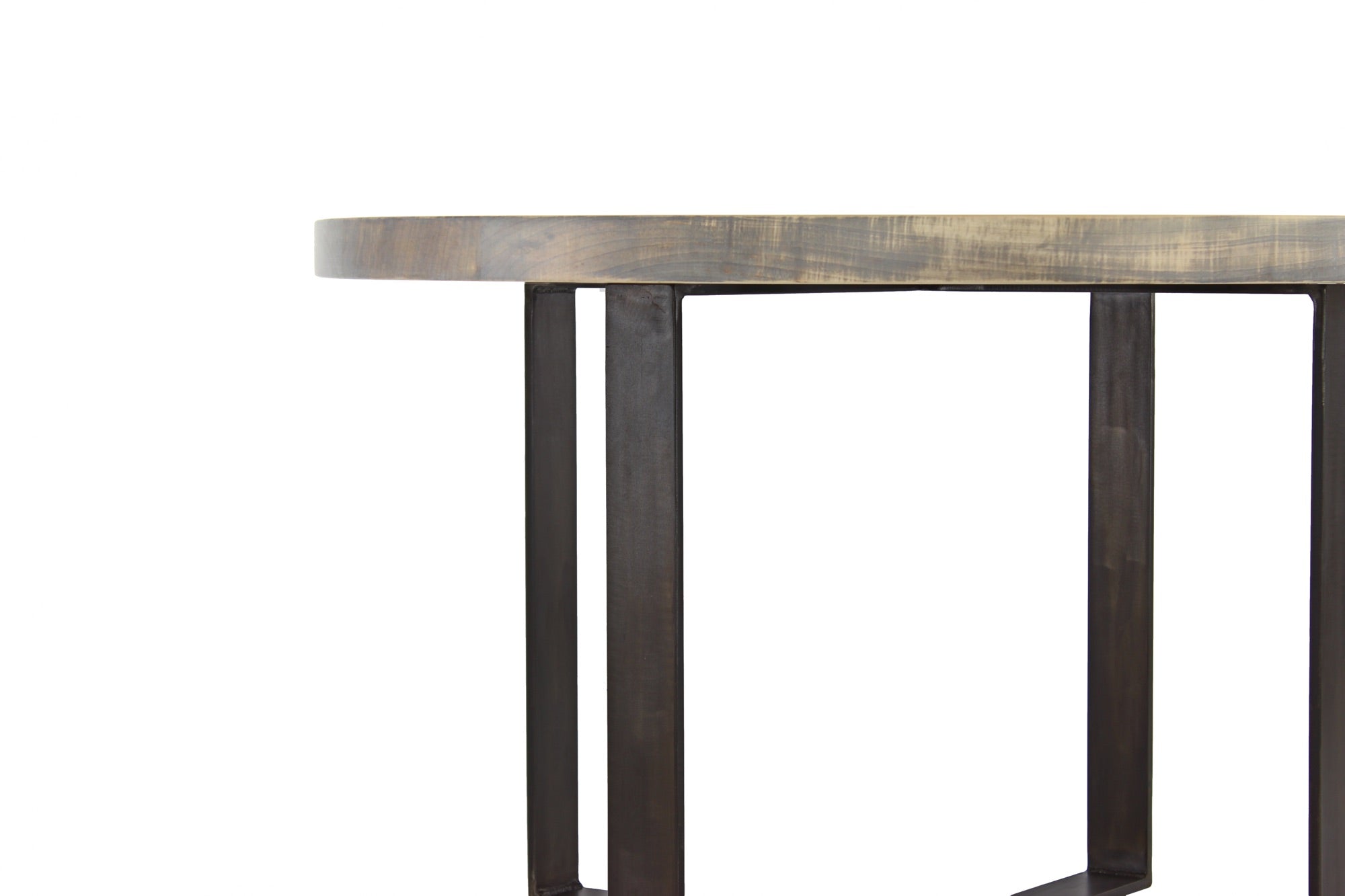 the molly dining table | worn maple wood finish with waxed steel
