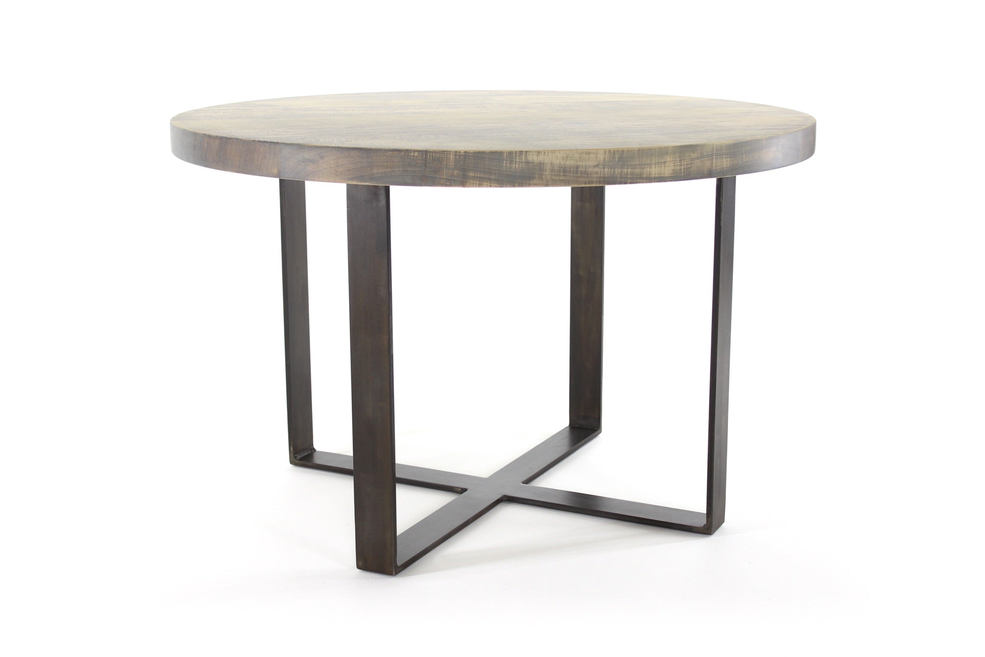the molly dining table | worn maple wood finish with waxed steel