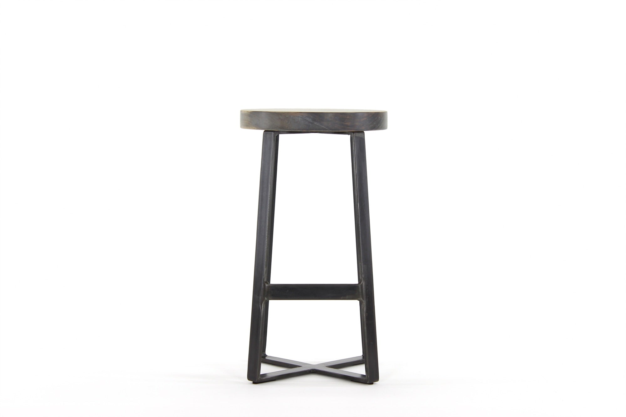 the molly bar stool | worn maple wood finish with waxed steel