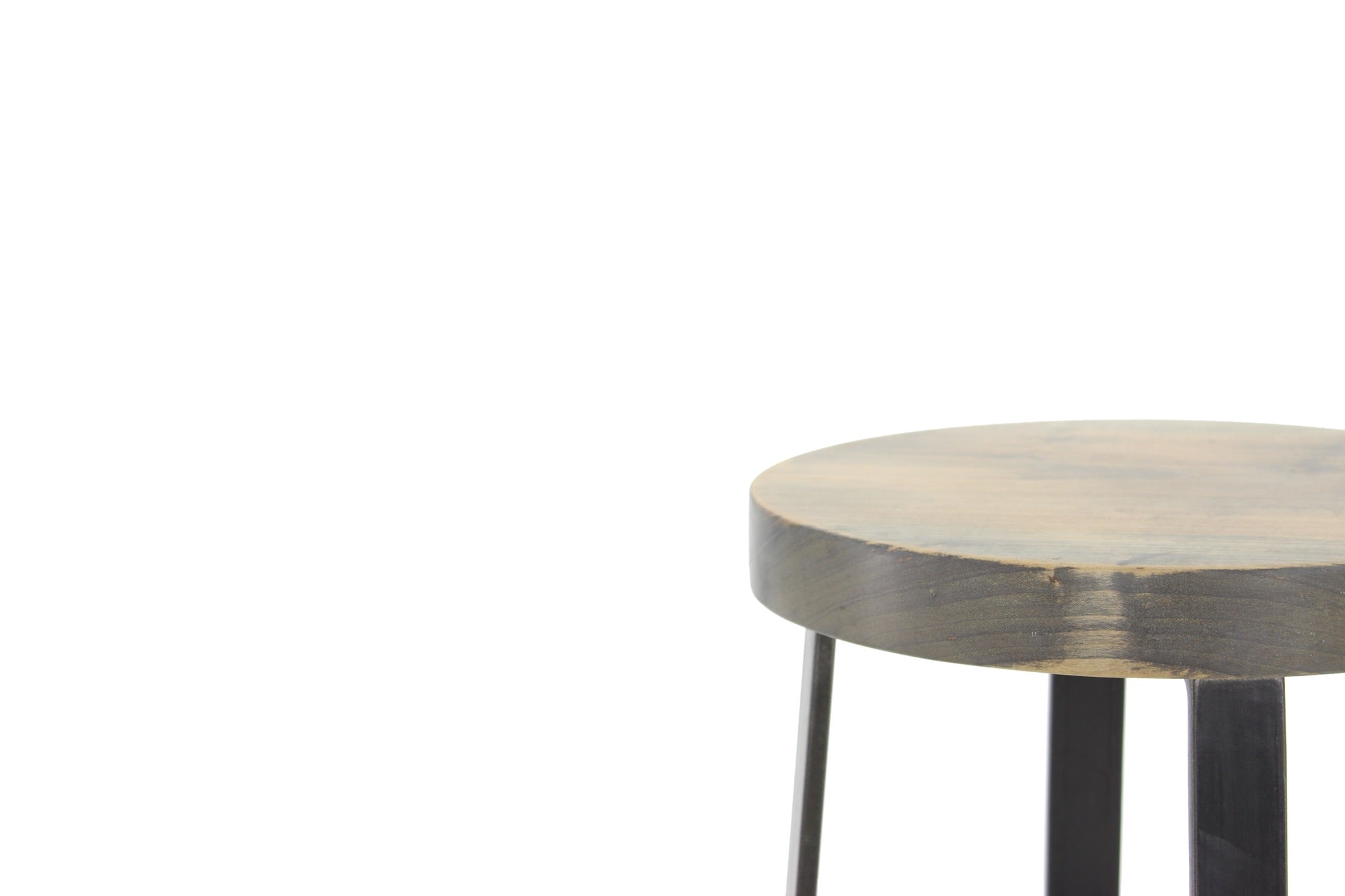 the molly bar stool | worn maple wood finish with waxed steel