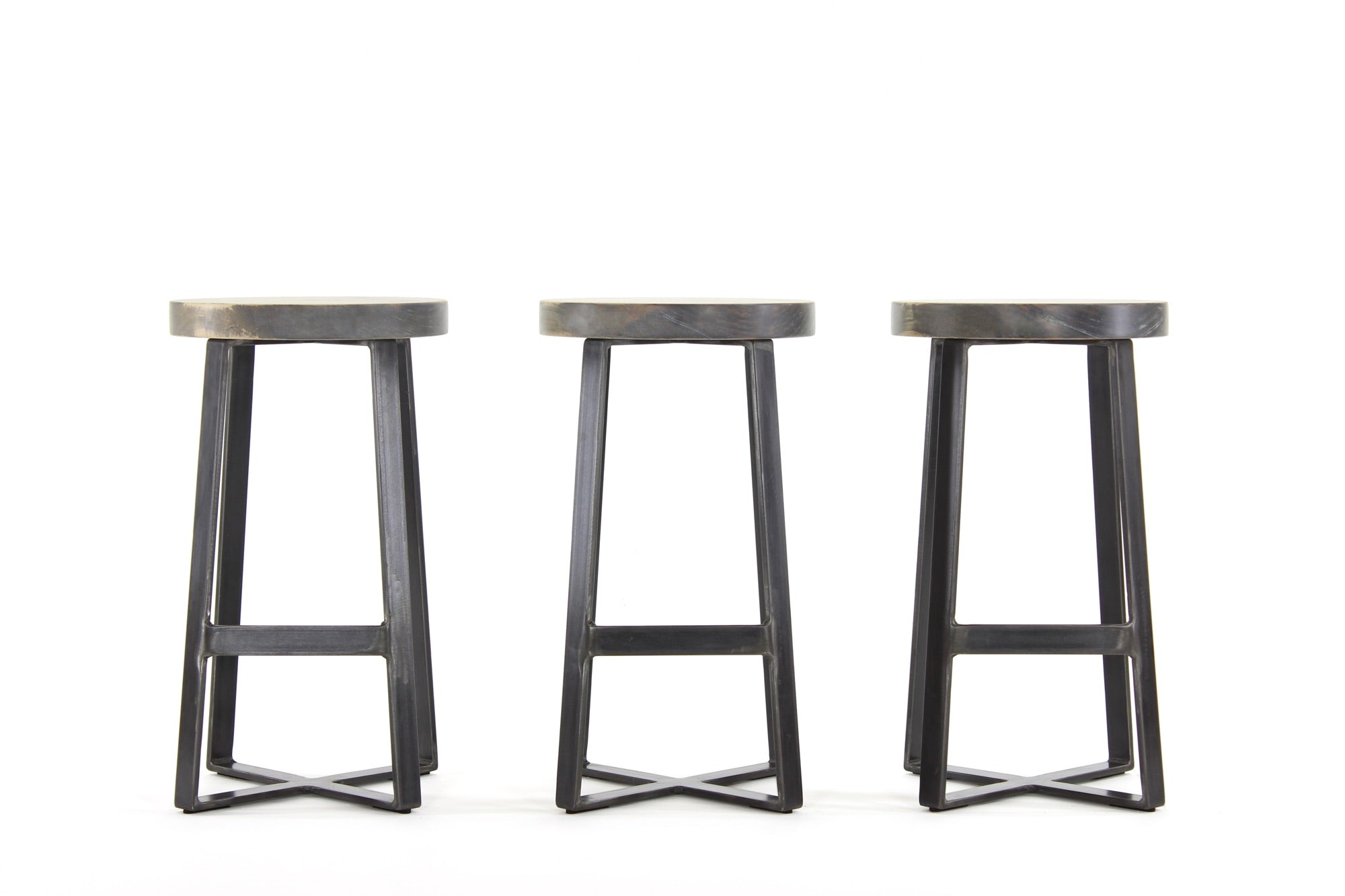 the molly bar stool | worn maple wood finish with waxed steel