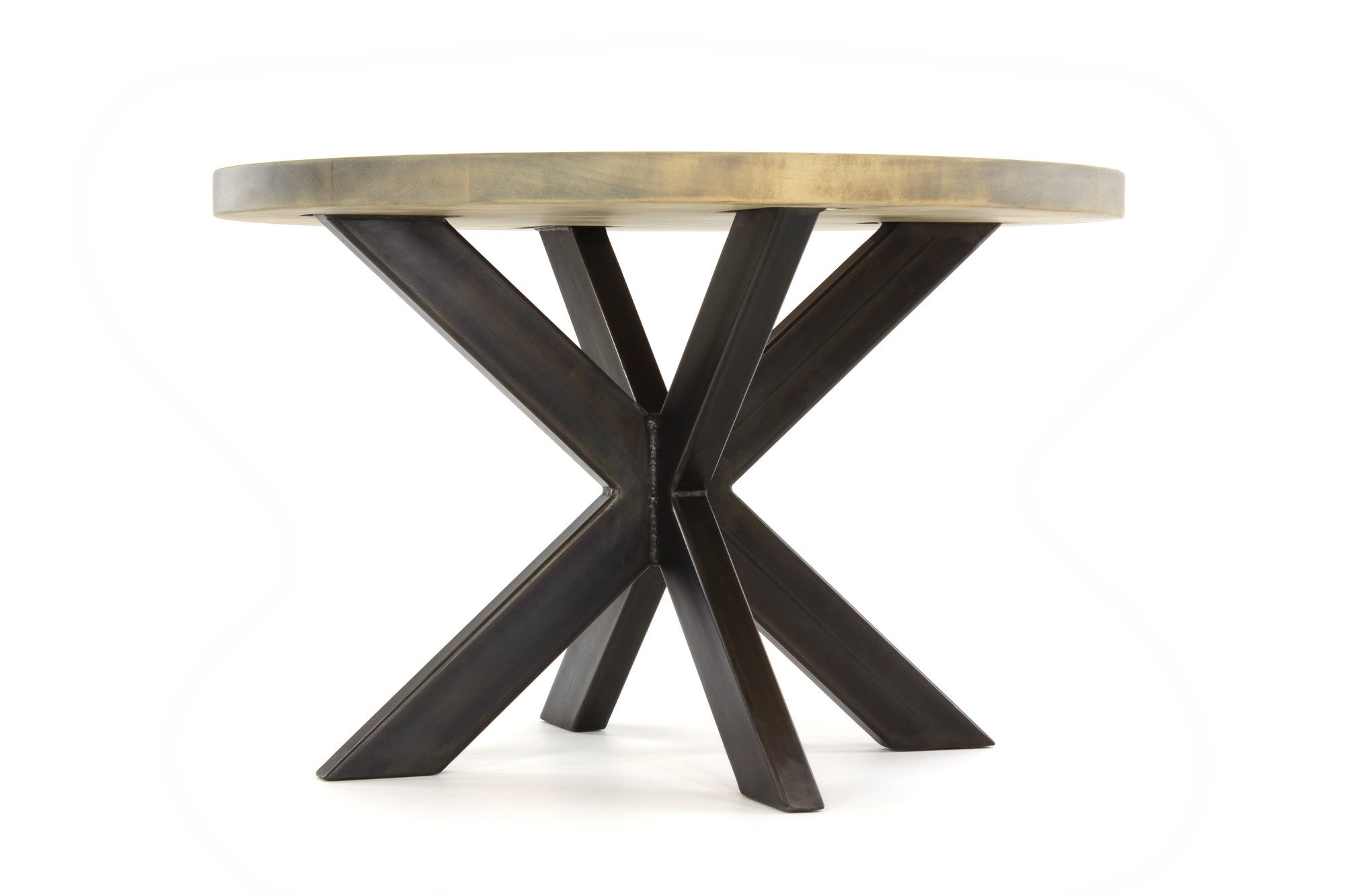 jak dining table | worn maple wood finish with waxed steel