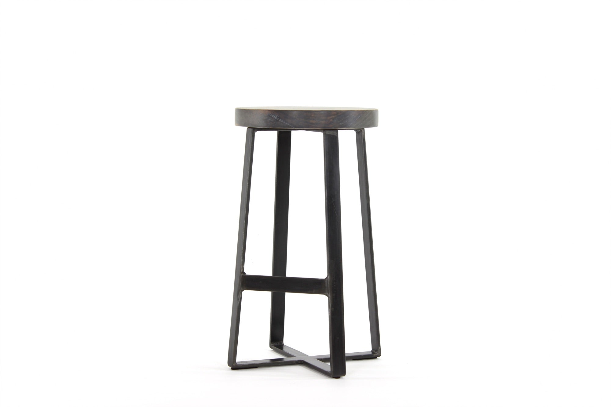 the molly bar stool | worn maple wood finish with waxed steel